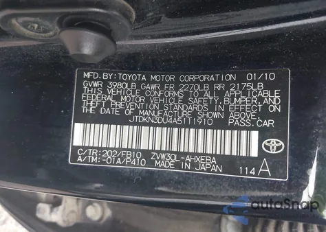 2010 Toyota Prius Iii from USA, damaged, VIN JTDKN3DU4A5111910